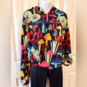 Colorful Mushroom Print Hoodie, size L